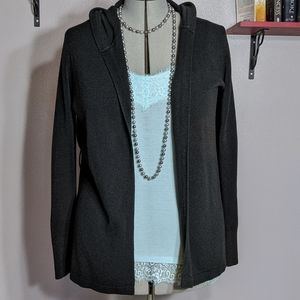 Black hooded cardigan